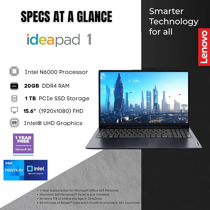 Amazon.com: lenovo est IdeaPad 15.6'' FHD Laptop, 20GB RAM